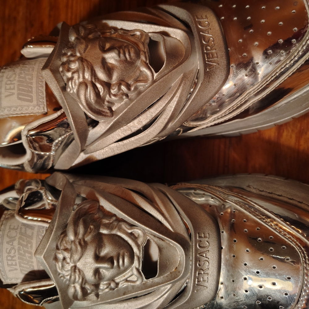 Versace Silver Athletic Shoes with Modern Design